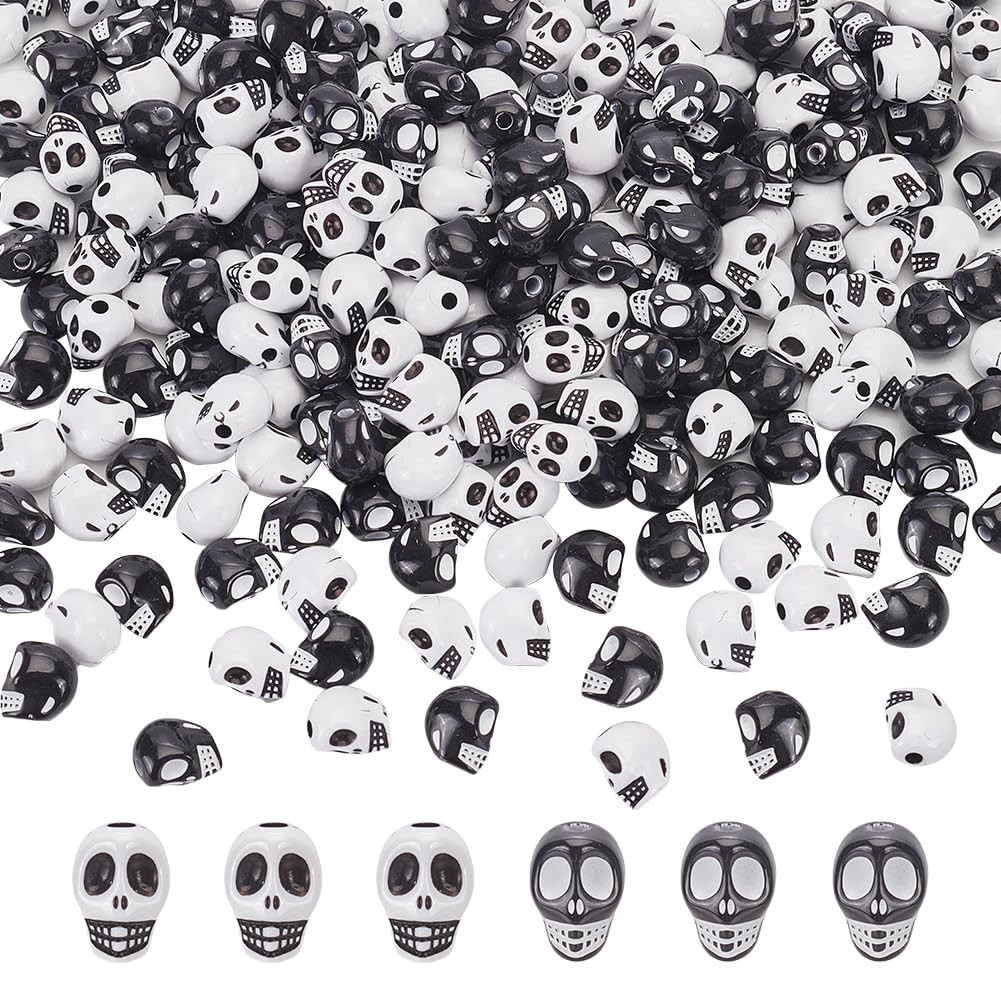 Perles acryliques tête de mort arricraft pour collier et bracelet en perles opaques