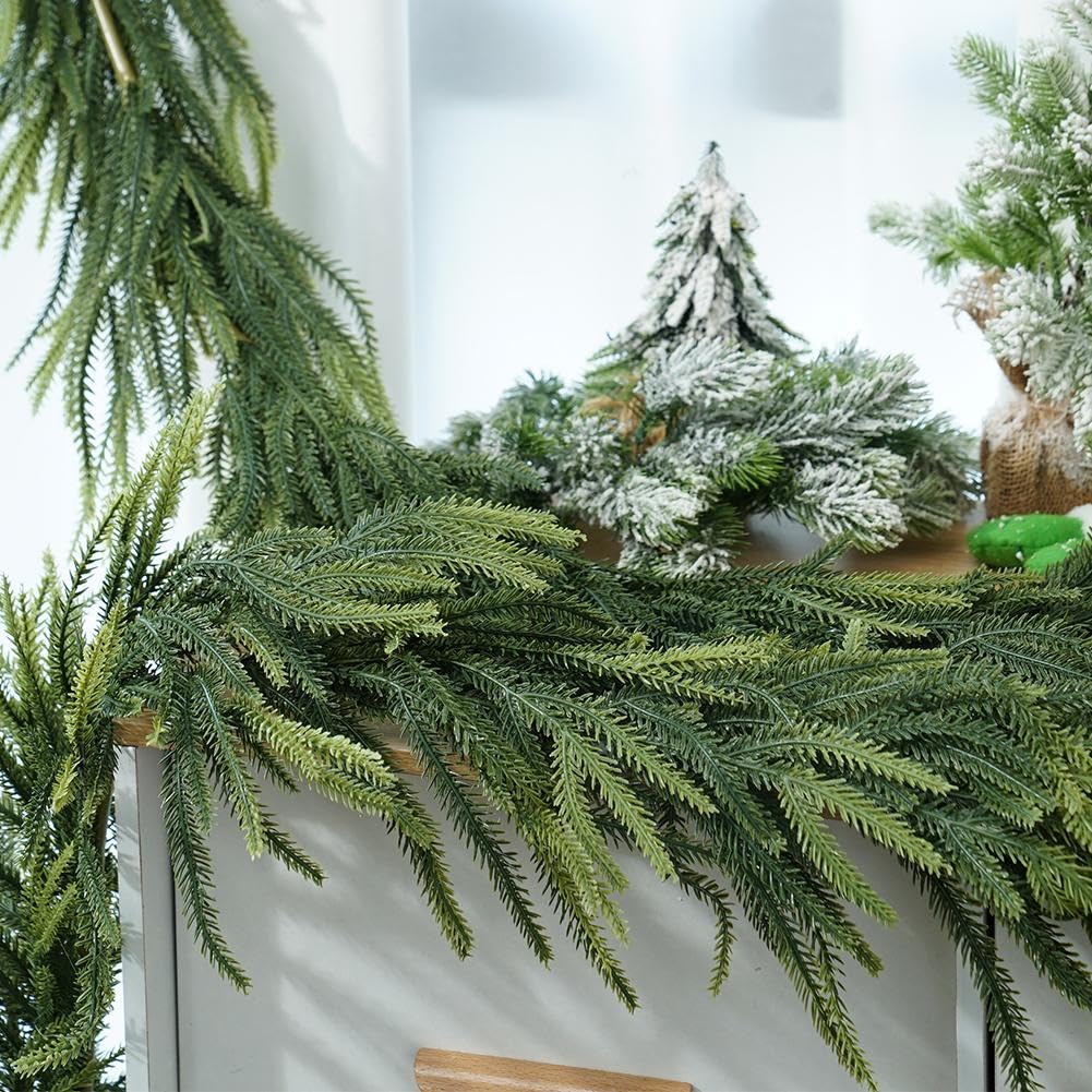 Guirlande Sapin Artificiel Norfolk 1,8 M - Déco Noël Réaliste - Flexible, Avec Baies Et Pommes De Pin - Pour Cheminée, Escalier, Table - 10