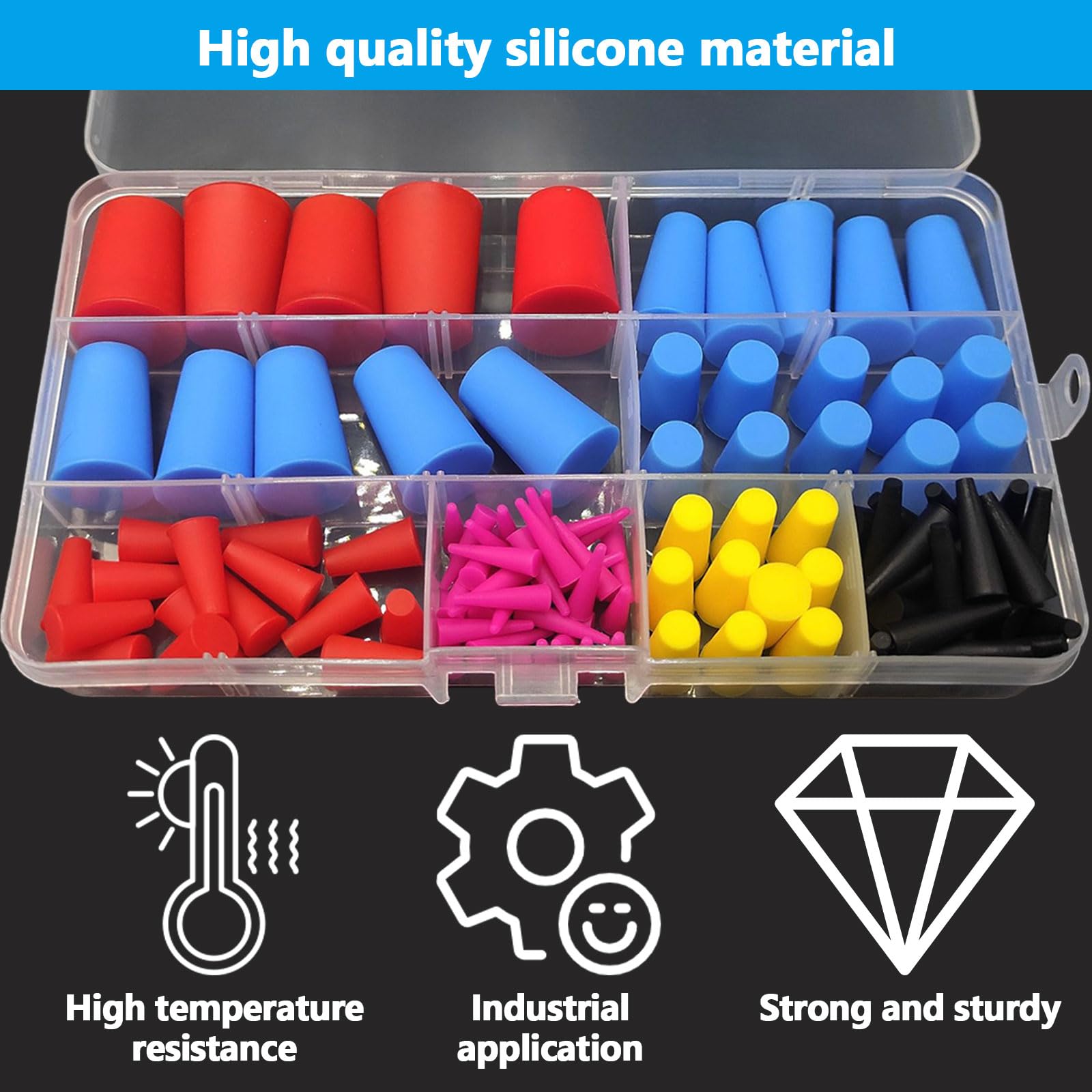 100 Tappi Conici In Silicone Per Tubi E Bottiglie | Set Multiuso Per Laboratorio E Casa - Foto 12