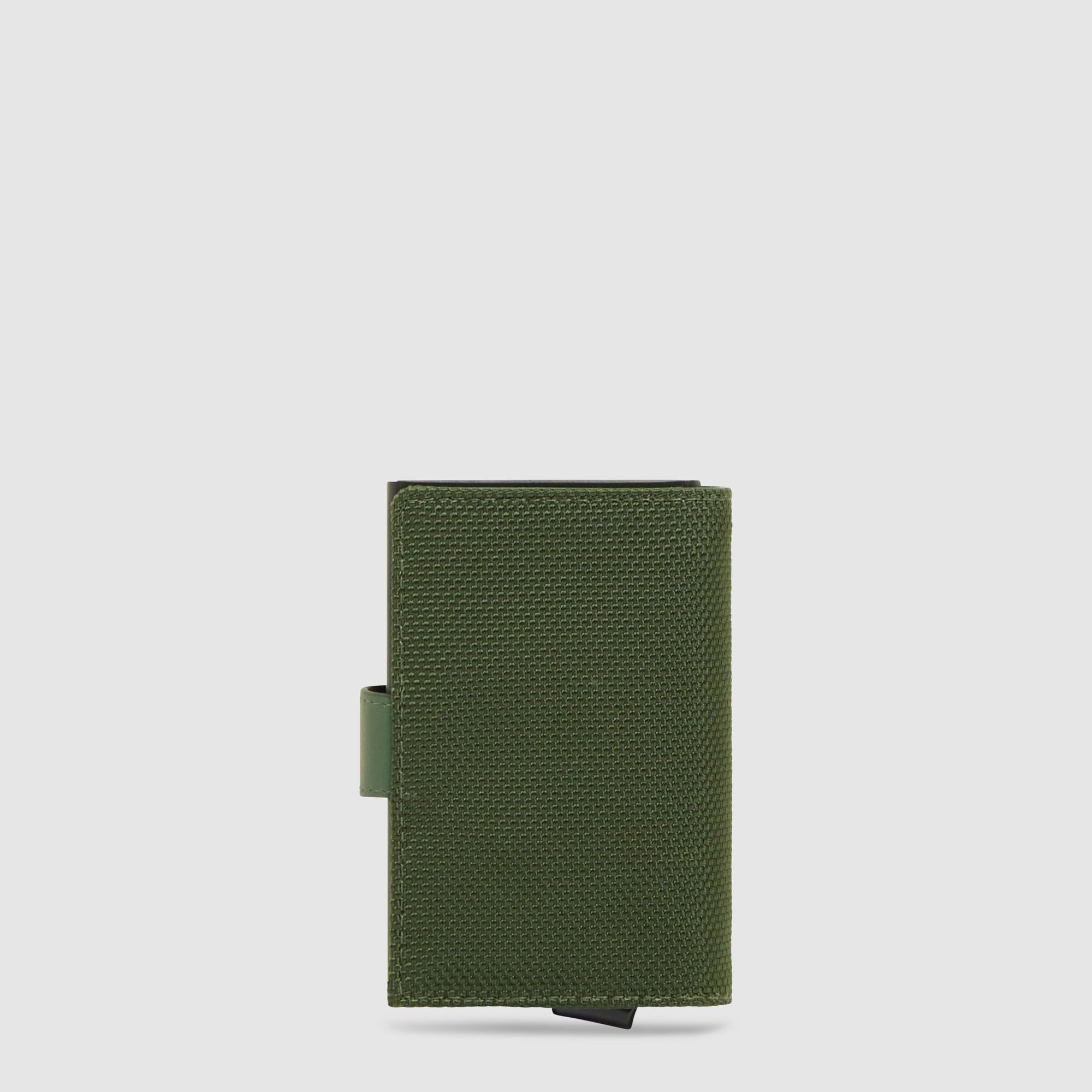Piquadro – Portatarjetas de Telas Recicladas Automáticas – 2 Compartimentos, Protección RFID – Sostenible – Verde