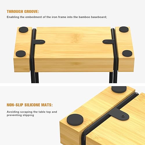 Vista 140 de Wican Bandeja para toallas de invitados para baño, soporte de servilletas de roble y hierro para tocador, mesa de comedor, cesta de madera