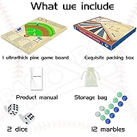 Vista 4 de Juego de mesa de dados de béisbol, dados gruesos de madera maciza y mármol, divertido patrón de color, juego de mesa de batalla doble para fiestas