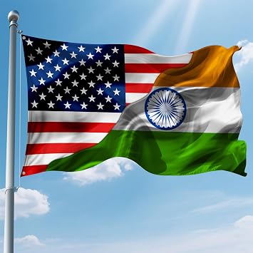 Usa America American And India Indian Flags 3x5 Ft Double-Sided Printed With 2 Brass Grommets Indoor Outdoor Polyester Fabric Decorative Banner 3x5 Foot National Flag For Outside