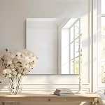Leyden Large Frameless Bathroom Mirror for Over Sink 30" x 36", Rectangle Frameless Wall Mirror for Bathroom, Living Room, Bedroom,Vanity, Gym, Vertically and Horizontally Hanging