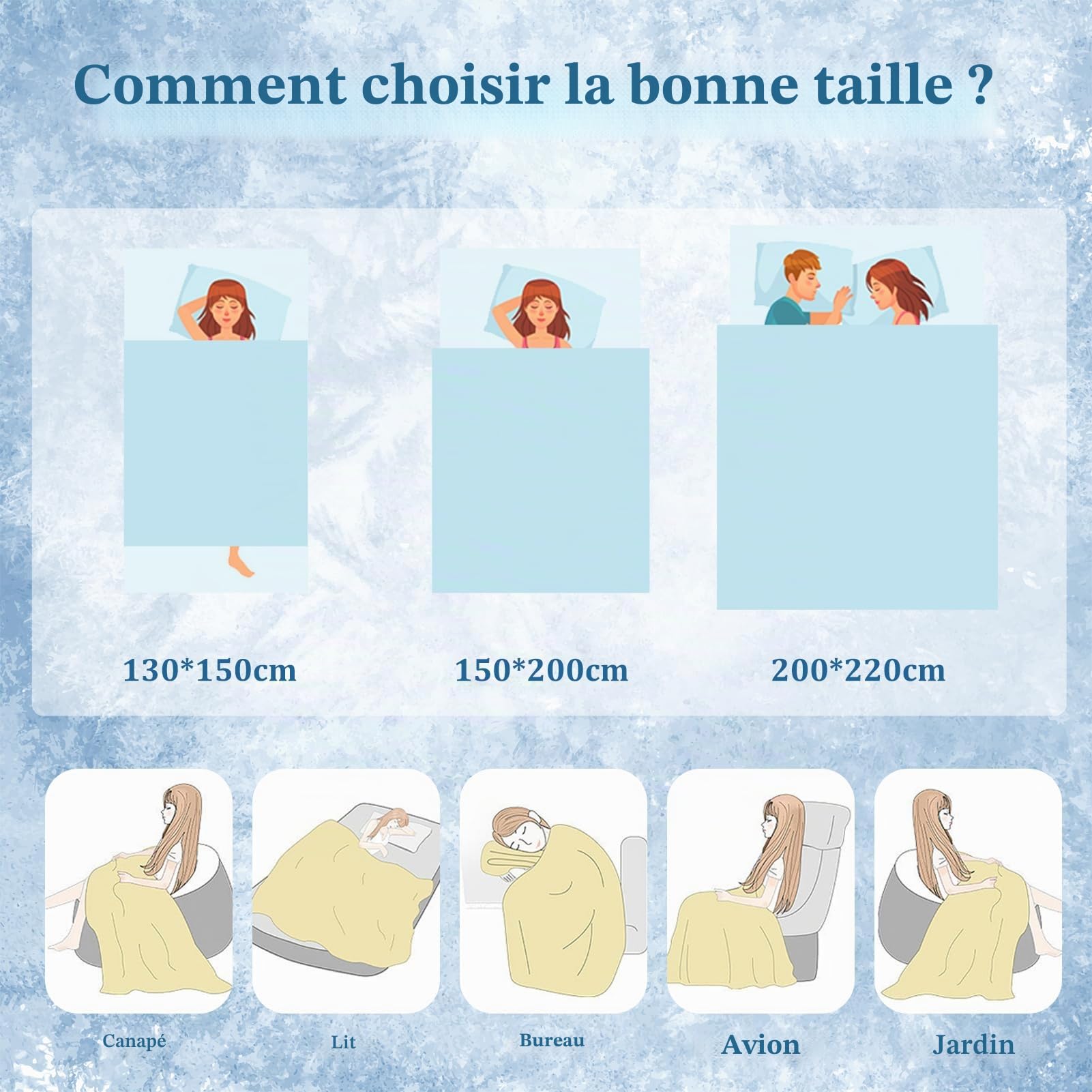CHOSHOME Couverture Été Rafraîchissante 2 en 1 Plaid Froide 130x150cm Été Couverture Doux de Bébé pour Voyage Canapé Lit Fauteuil Voiture, 2 en 1 Plaid Flocon de Neige
