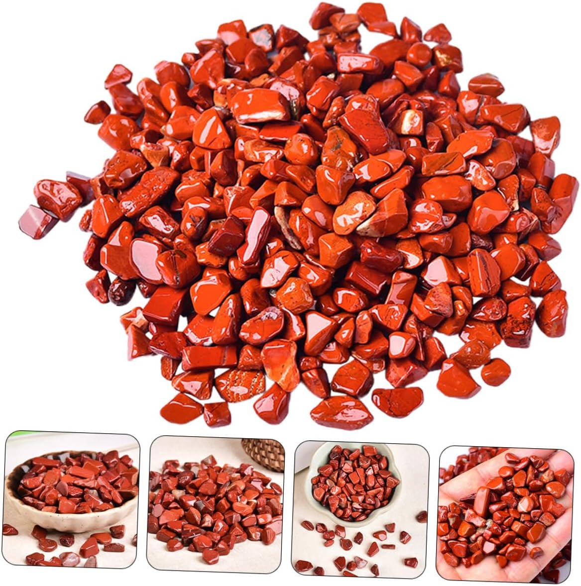 VILLCASE Red Jasper Aquarium Gravel Decorative Rocks 7-9mm Natural Fish Tank Stones 2lb Bulk Terrarium Pebbles for Aquatic Pet Tank Decoration