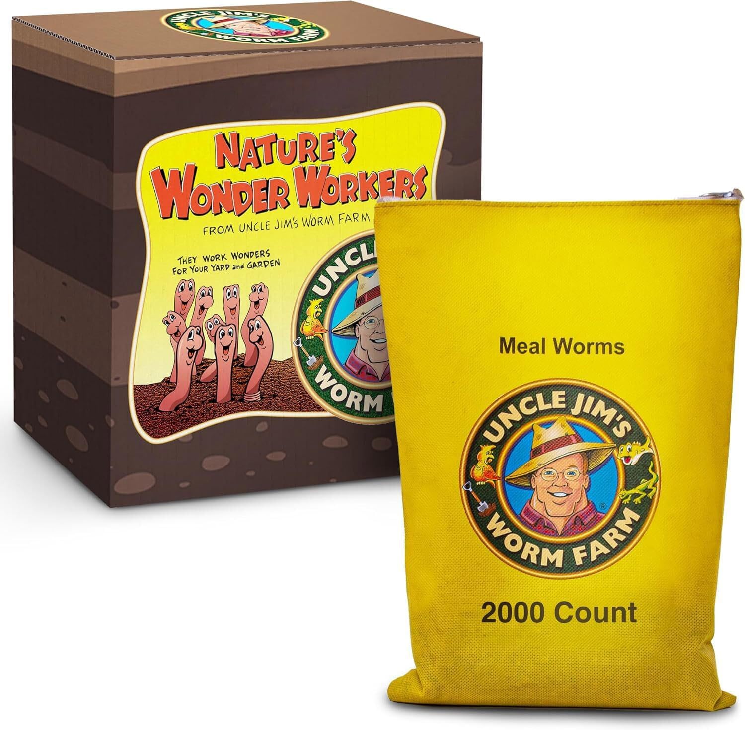 Uncle Jim’s Worm Farm 2000 Count Mealworms for Reptiles and Chickens | Mealworms for Feeding Lizard, Gecko, Bearded Dragons, Chickens, Birds, and More | Suitable for Fishing Bait