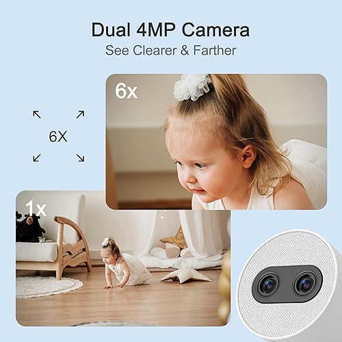Miniatura 3 de Simsky Split Screen Video Baby Monitor with Cameras, Dual 4MP Cameras with 6X Zoom, 7" UHD Touch Screen Portable Audio Baby Monitor 32GB Local