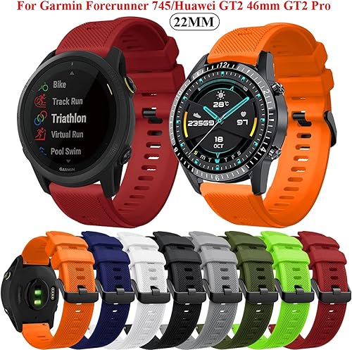 Miniatura 2 de 22mm Silicone Strap For Garmin Forerunner 745 Smartwatch Bracelet For Huawei Magic2 GT 2 46mm Correa Belt Accessories Wristband