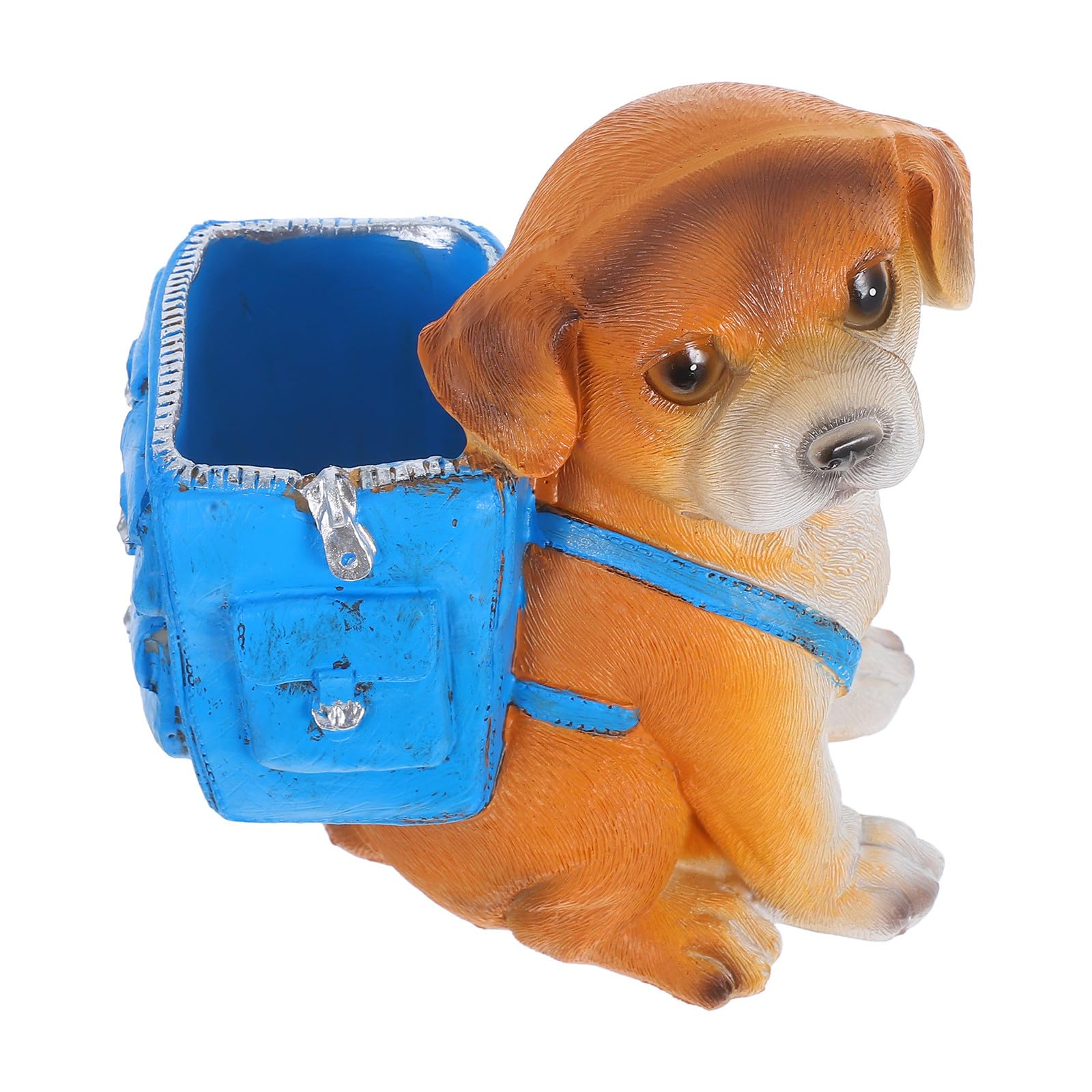 Porte-stylo bleu résine chien pour ranger le bureau encombré d'un élève