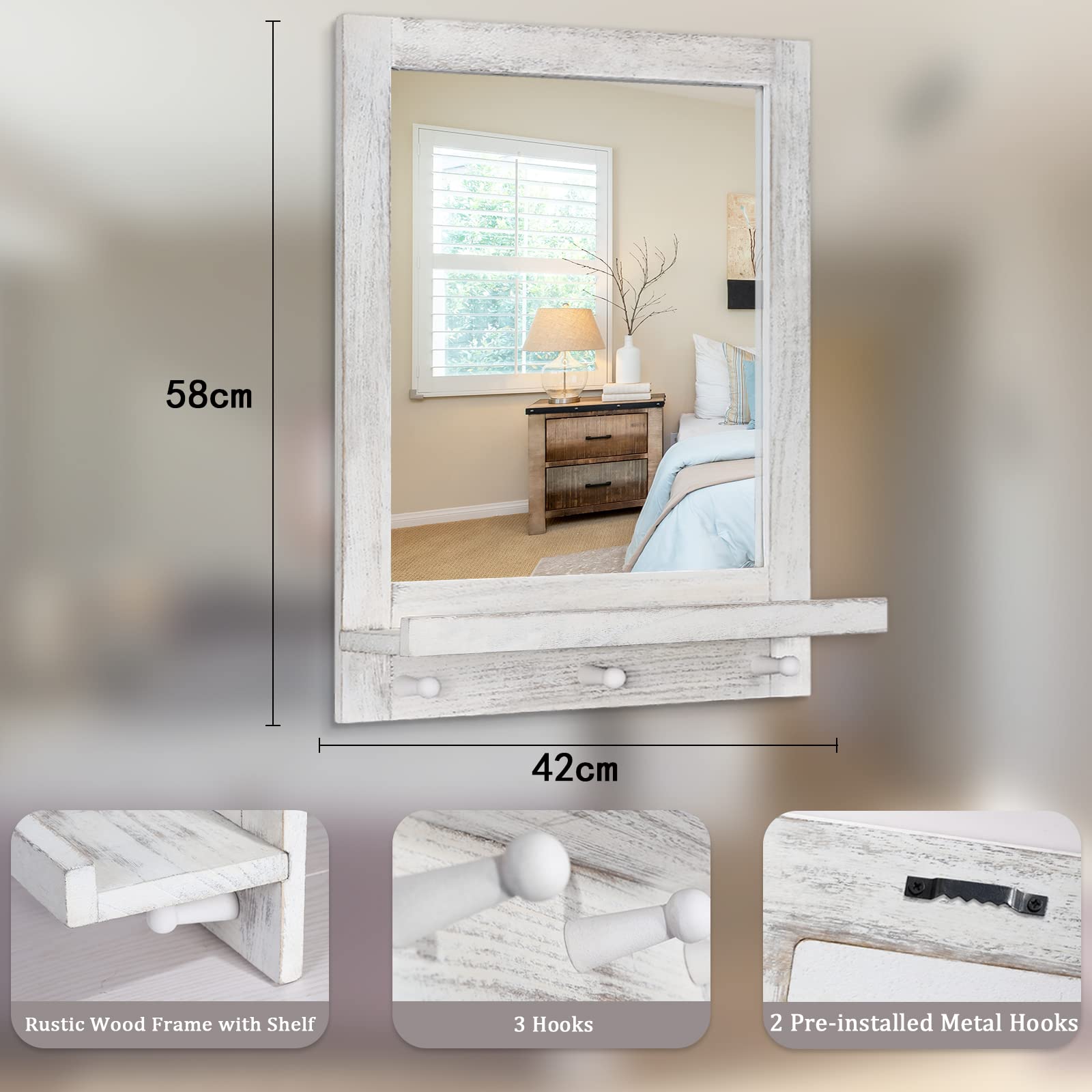 Specchio Da Parete Lungo Specchio Da Parete Rustico Con Cornice In