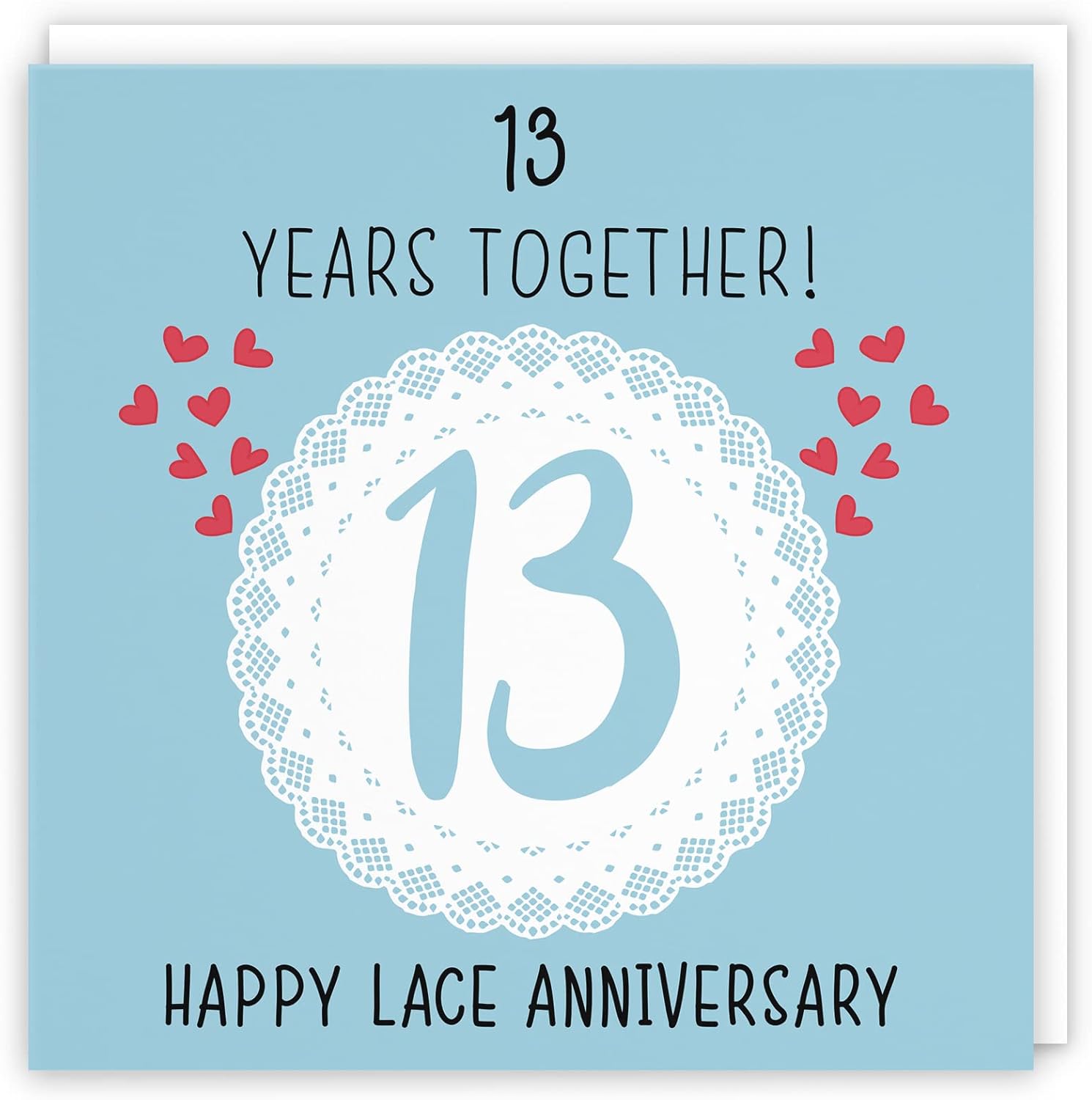 Hunts England, Large 13th Wedding Anniversary Card, Large Size, Lace Anniversary, Iconic Collection, Large, 210 x 210 mm