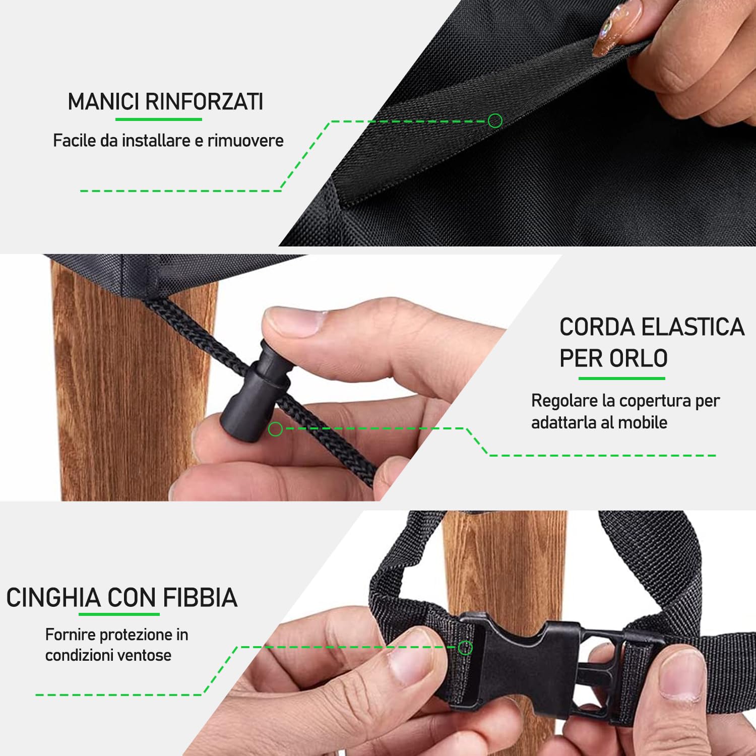 Copertura per Mobili da Giardino,Copertura Tavolo Esterno Impermeabile,Esterno Copritavolo Impermeabile Antivento Resistente allo Anti UV (Nero, 150 * 150 * 75cm)