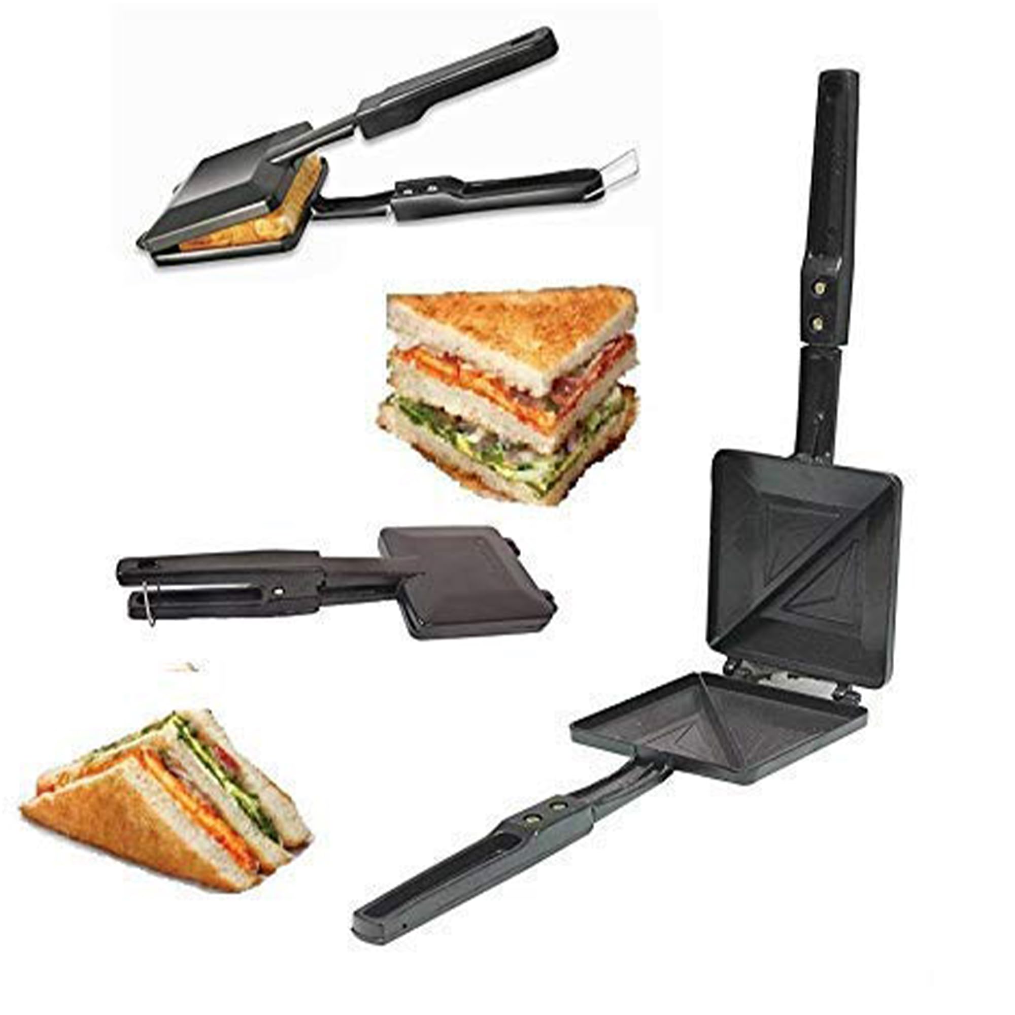 IDEAL PRIME Heavy Duty Aluminium Non Stick Sandwich Maker 2 Slice Sandwich Toaster Rust Proof Gas Compatible Regular Gas Roaster Pack of 1-image-4