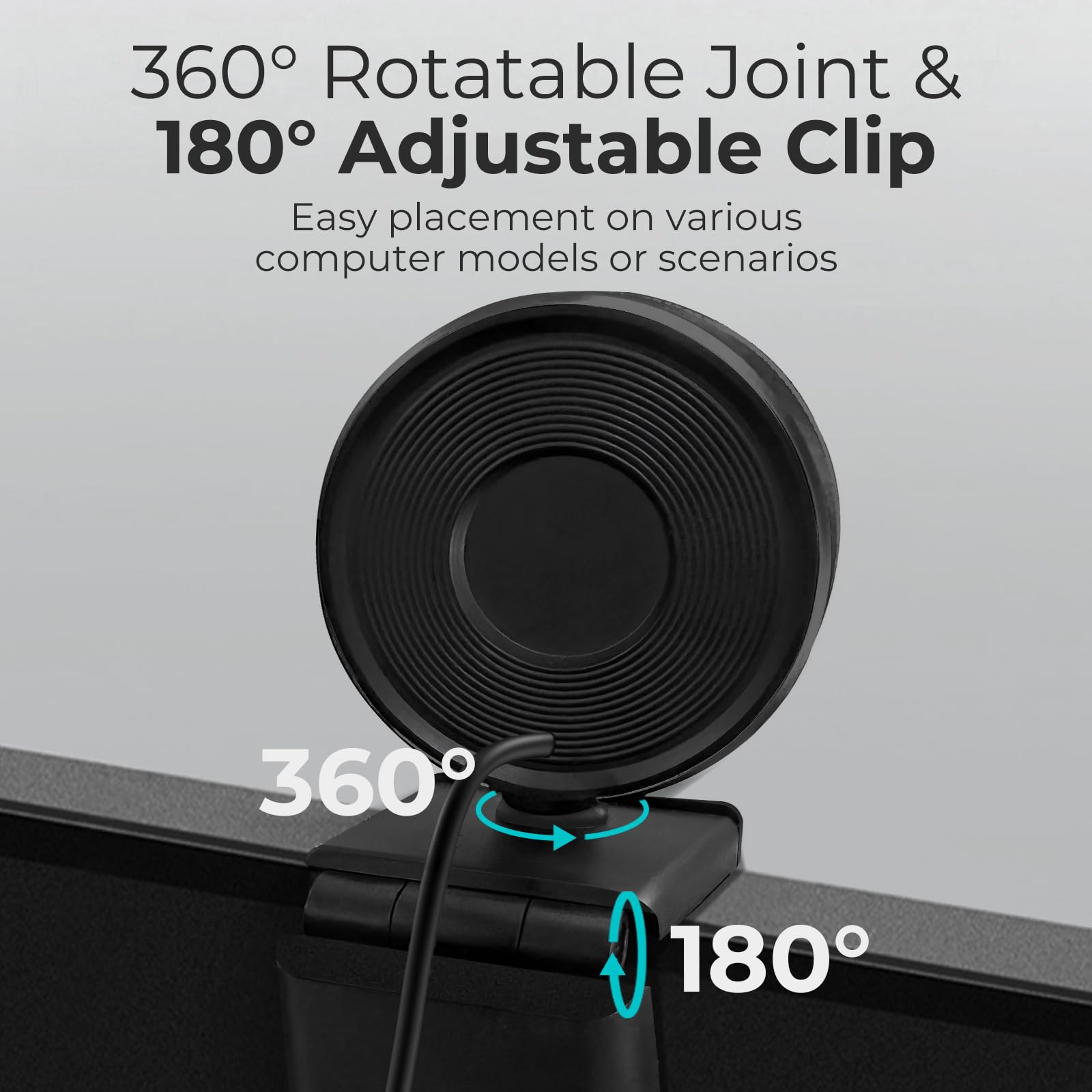 2K Webcam für PC mit Mikrofon & Licht & Privatsphäre Abdeckung, Webkamera für Desktop Computer/Laptop/Monitor/Mac, USB Streaming Kamera für Zoom/Skype/Teams/Videoanrufe/Studieren und | Einstellbares Ringlicht, Autofokus, rauschreduzierendes Mikrofon, USB-
