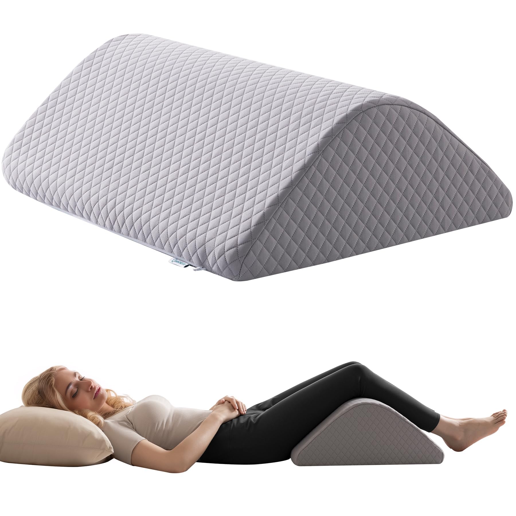 Knee Wedge Pillow for Post-Surgery Recovery-Leg Elevation Support for Sleep Position, Alleviating Lower Back & Hip Pain Enhancing Circulation in Ankles Legs Triangle Pillow with Removable Cover