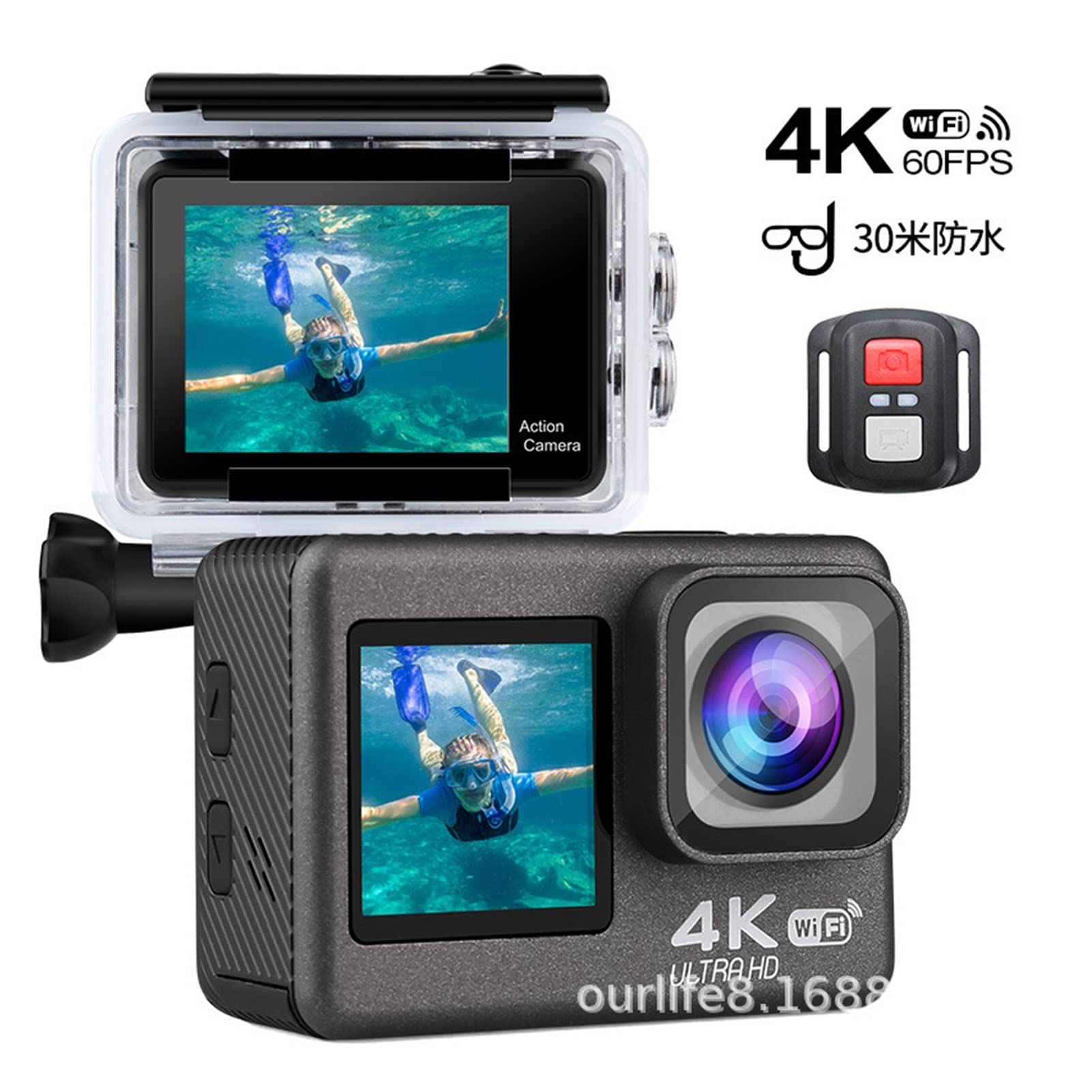 Nvgfelis Action Cam 4K 60FPS, 20MP WiFi Action Camera met touchscreen Nvgfelis Action Cam 4K 60FPS, 20MP WiFi Action Camera met touchscreen