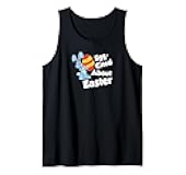 Egg-Cited About Easter Funny Pun Cartoon Bunny and Egg Tank Top