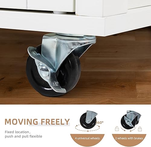 Miniatura 59 de Shintenchi Carrito de isla de cocina con almacenamiento, mesa auxiliar de isla de cocina con ruedas con encimera, armario de almacenamiento de una