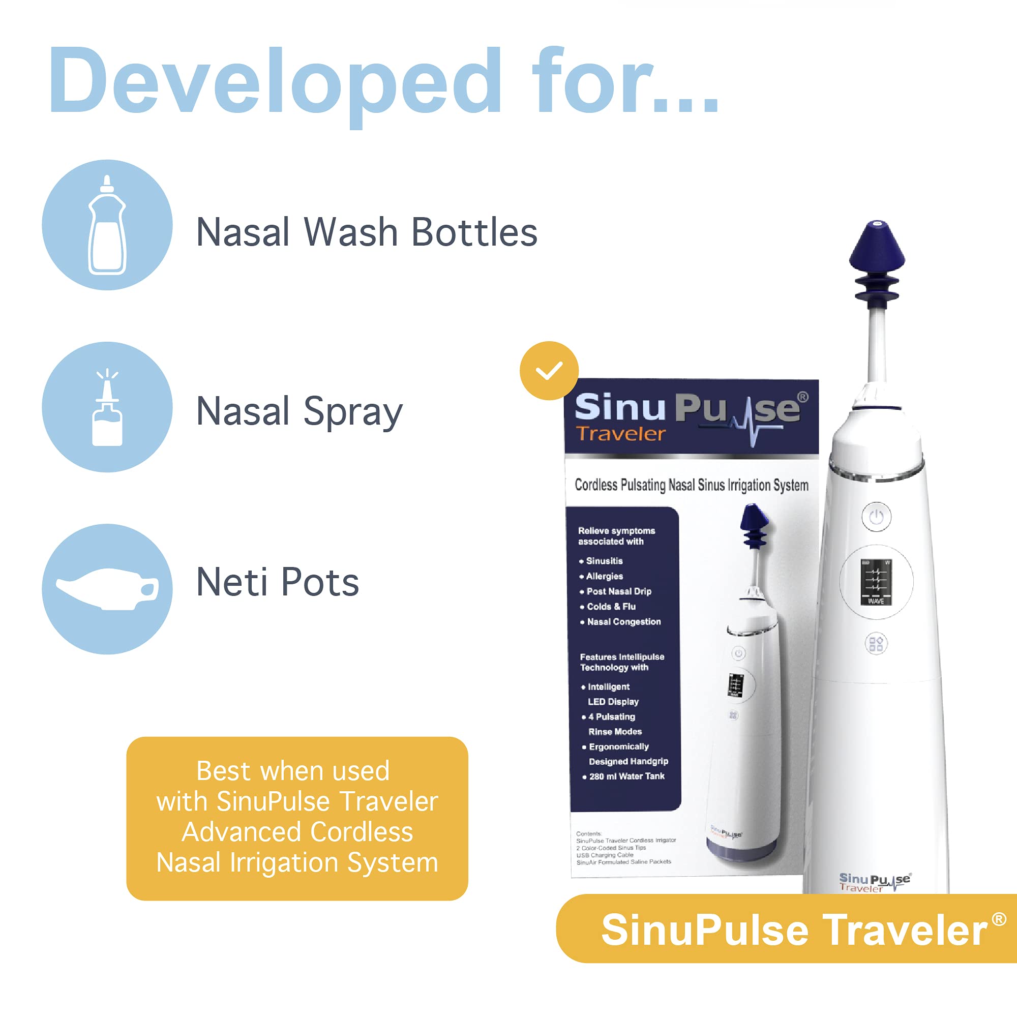 SinuAir Traveler Saline Packets - Sodium Chloride with Potassium & Calcium, Salt Solution Powder Refill Packs for Nasal Irrigation Machine — Amazon image 6
