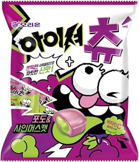 Korean Snack Super Sour Chewing Candy, Fruit Flavor, Individually Wrapped, 193.5g (6.82oz), Pack of 1 (Grape & Shine Muscat)