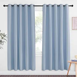 NICETOWN Vintage Blue Blackout Curtains for Bedroom 72 Inches Long, Thermal Insulated Room Darkening Grommet Window Curtains for Living Room Nursery, 66 inch x 72 inche, 1 Panel