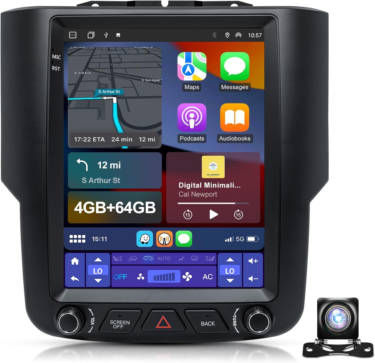 9.7" Car Radio Upgrade for Dodge Ram 2013-2018 1500 2500 3500,Wireless CarPlay Android Auto,Android 13 Head Unit with WiFi SWC GPS 1080P Backup Camera 4+64GB