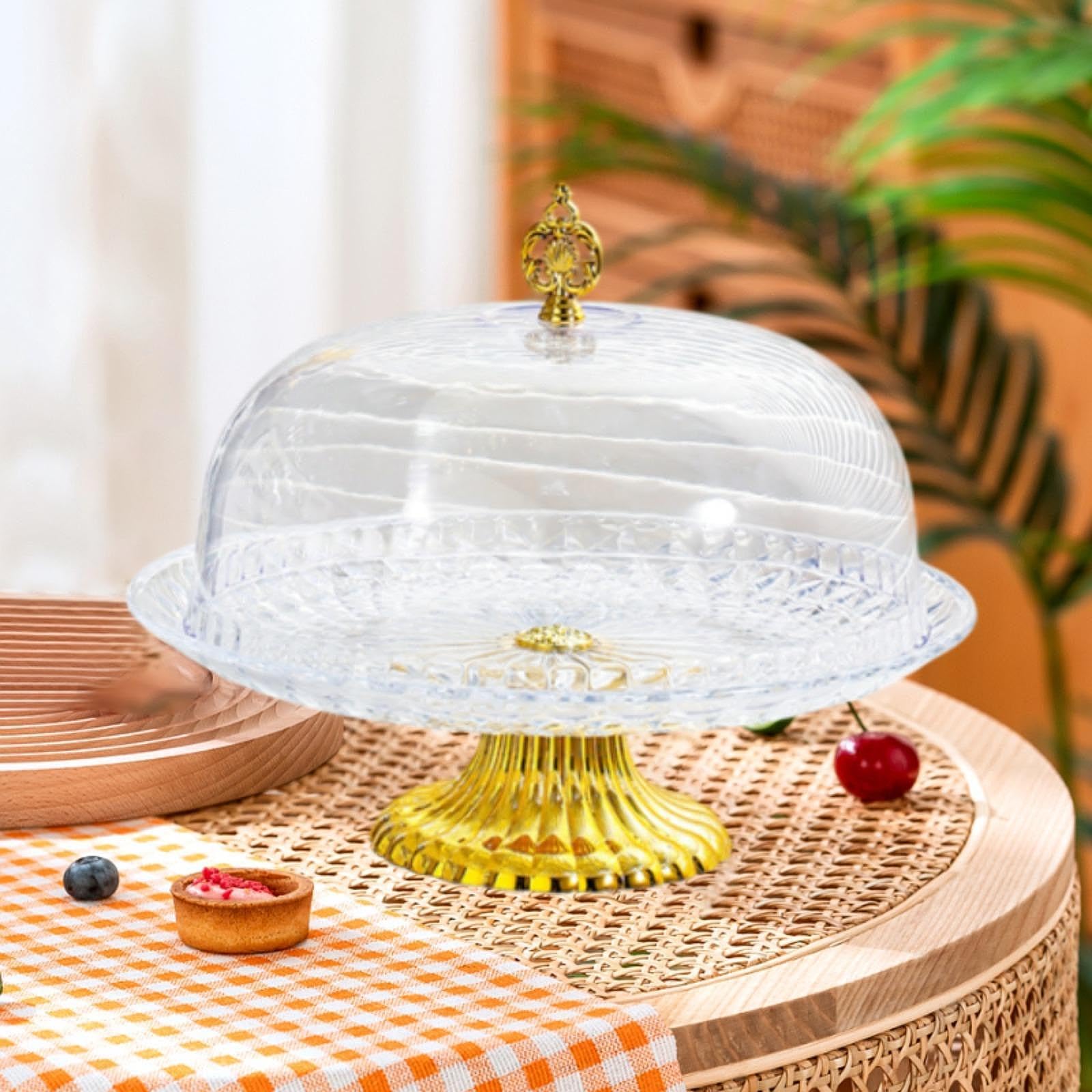 Alzata per torte con coperchio a cupola piatto da portata piatto per torta con coperchio in vetro macaron dessert espositore per feste di nozze casa/225 (colore: colori assortiti, dimensioni: 28,5 x