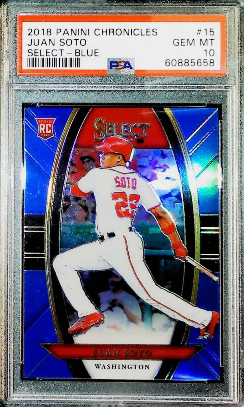2018 Panini Chronicles Select Blue Baseball #15 Juan Soto RC Rookie Card S149 Washington Nationals PSA 10 GEM MINT