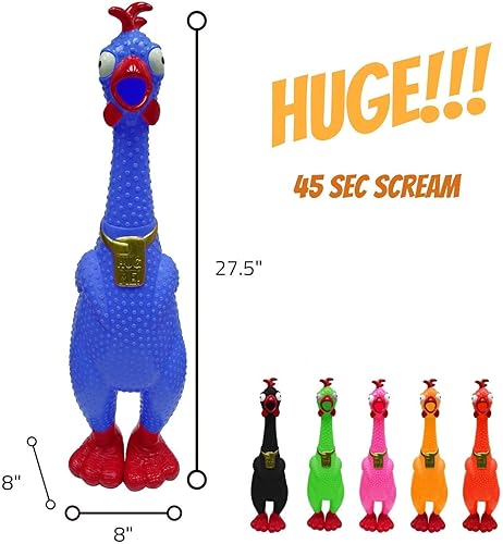 Miniatura 8 de Animolds Hug Me - Pollo gigante de goma, enorme juguete de pollo de goma que grita para niños, juguete extra grande chirriante  grita hasta 45
