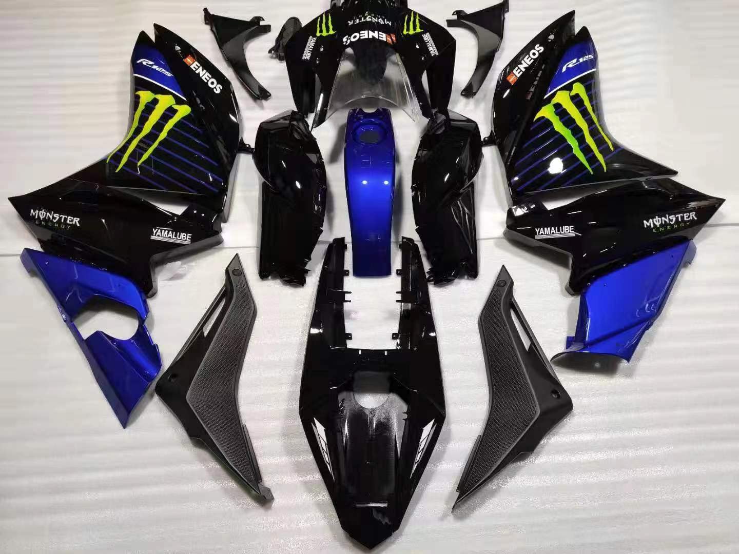 Hongben MOTO ABS-Kunststoff-Motorradeinspritzung Verkleidungen Karosserie-Set für Yamaha R125 2008-2013 2014-2018 blau schwarz