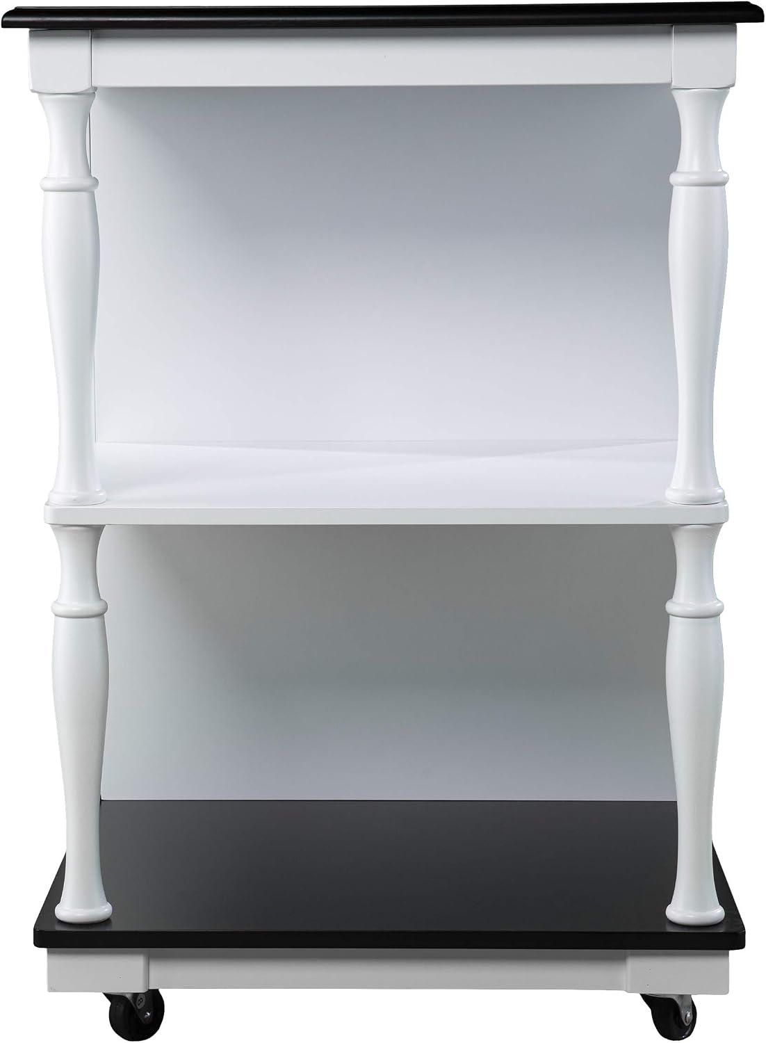 SEI Furniture - Muxlow Rolling Kitchen Island with Storage - Transitional Design, White Iron and Wood - Ideal for Kitchen, Dining Room (KA1094734)