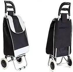 Carrinho De Compras Feira Dobrável Reforçado com Rodinha Bag Multiuso Leva Tudo Supermercado Sacola Ecológica e Discreta (Preto)