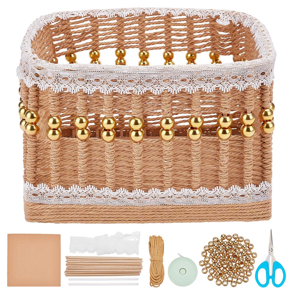 FREEBLOSS Kit de Panier en Macramé Kit de Vannerie avec Instructions pour Débutants Boîtes de Rangement en Macramé à Faire Soi Même Fournitures pour la Fabrication de Paniers et Cadeaux Artisanaux
