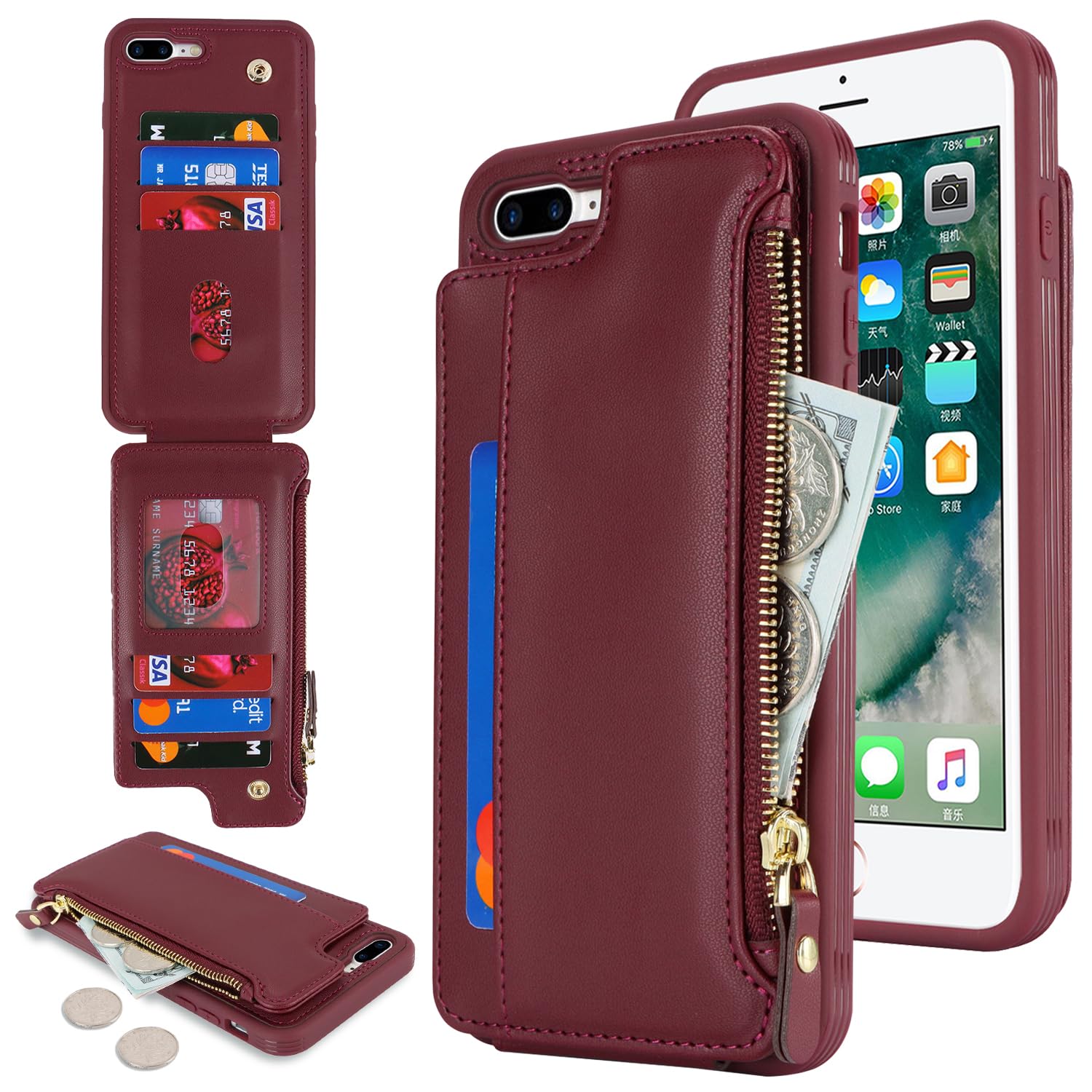 Sailortech Handyhülle für iPhone 7 Plus Etui mit Kartenfach,