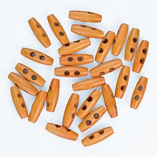 100PCS Wood Toggle Buttons, 30mm Wooden Horn Button Double Holes Olive Shape Sewing Wood, Toggle Buttons Screw Back Buttons Knitting Accessory for Coat Jacket Sewing Craft