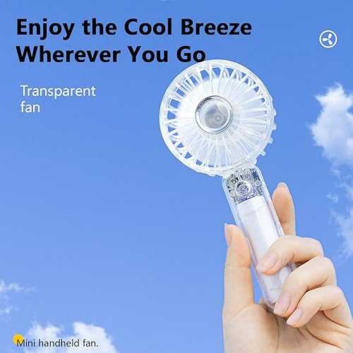 Vista 14 de Mini ventilador portátil de mano, pequeño ventilador personal con pilas, ventilador de pestañas, silencioso USB, recargable, 3 velocidades, Azul
