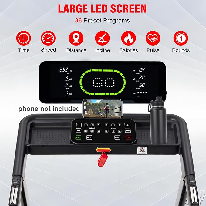 Caminadora Eléctrica Plegable con Inclinación Automática 20 Niveles, Negro miniatura 3