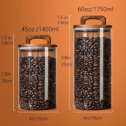 Miniatura 5 de Recipiente de café, recipientes de vidrio para almacenamiento de alimentos, tarro de vidrio con tapa para granos de café, dulces, galletas, fideos,