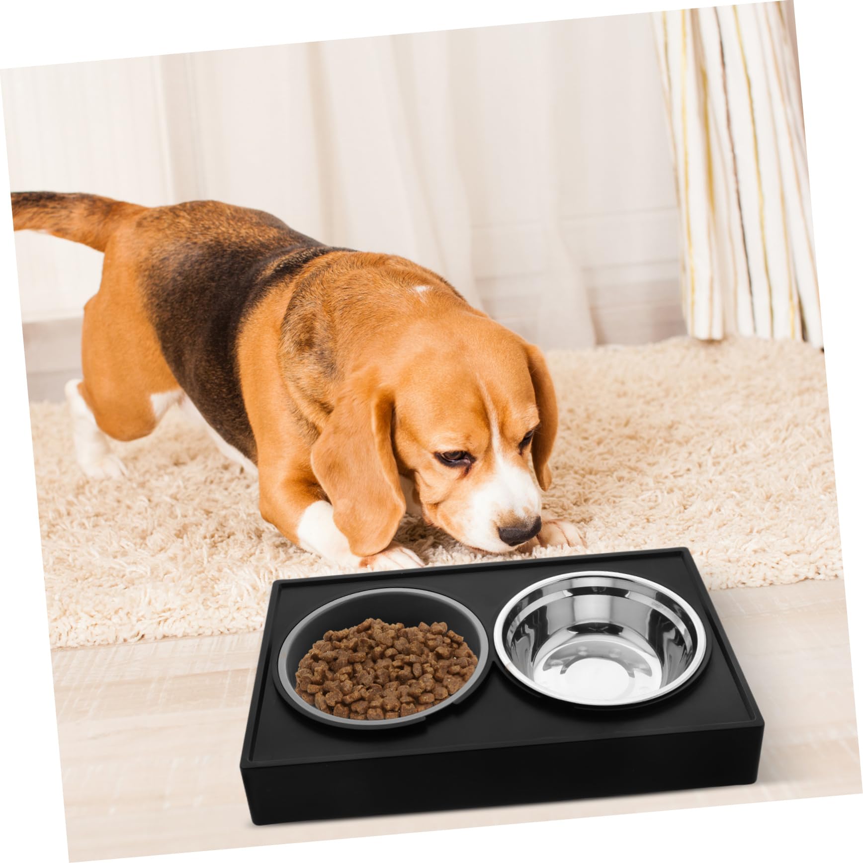 Hemobllo Gamelle Surélevée Anti-glouton en Acier Inoxydable et ABS Double Bol pour Chat et Chien pour Nourriture et Eau la Maison Voyage