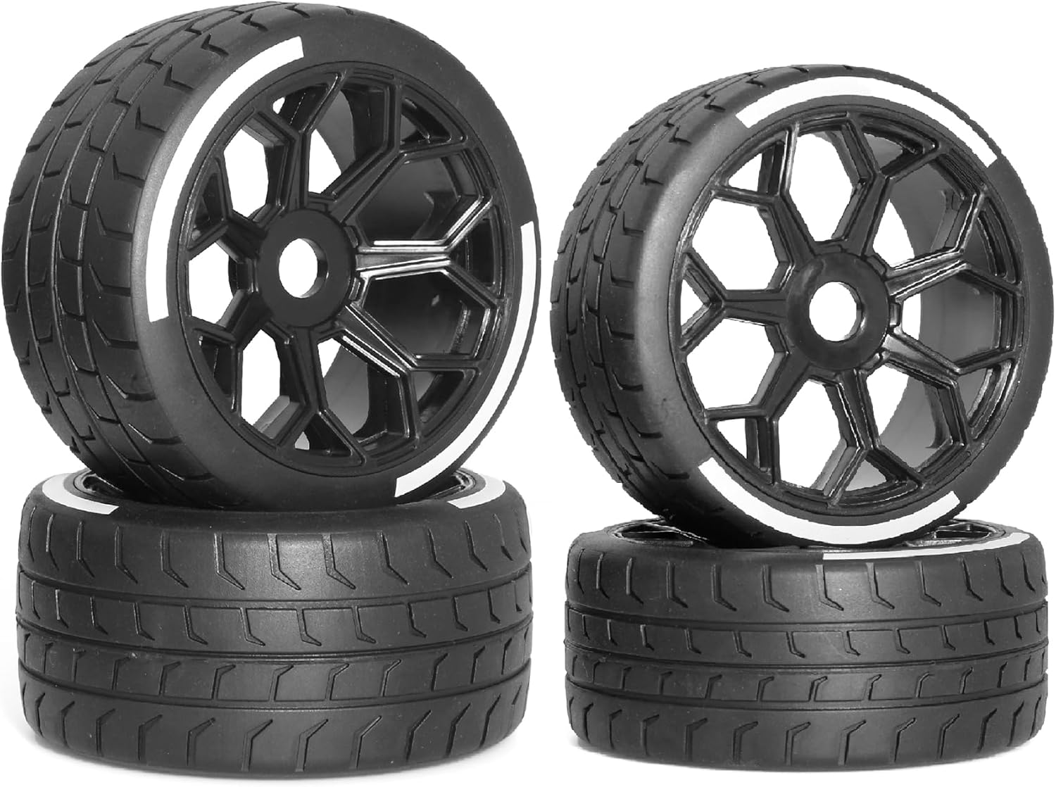 REDSPIDER 1/7 RC Tires and Plastic Wheels Set（4pcs）, 17mm Hex Wheel Upgrade Parts for 1:7 ARRMA Felony FSR 1/7 Felony 6S BLXRC Model Car Truck ﻿ (Type A)