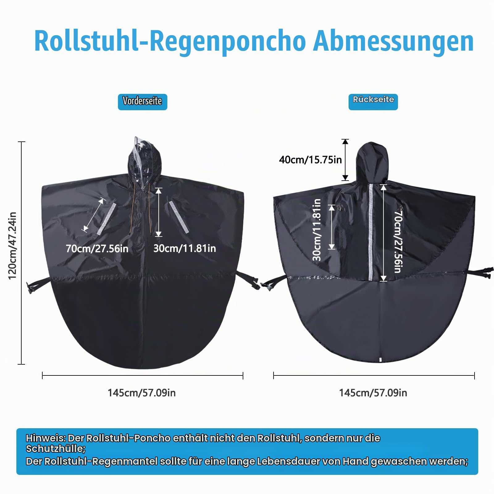 Rollstuhl-Poncho-Regenschutz für Erwachsene