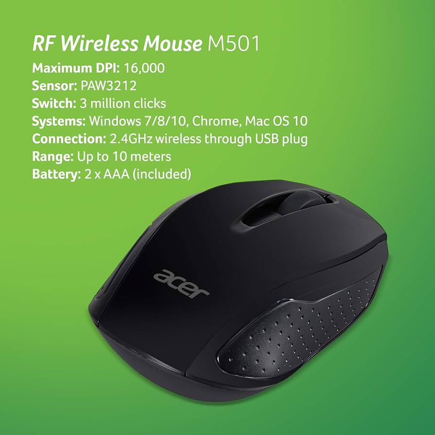 Amazon.com: Acer RF Wireless Mouse M501 (Black), Works with