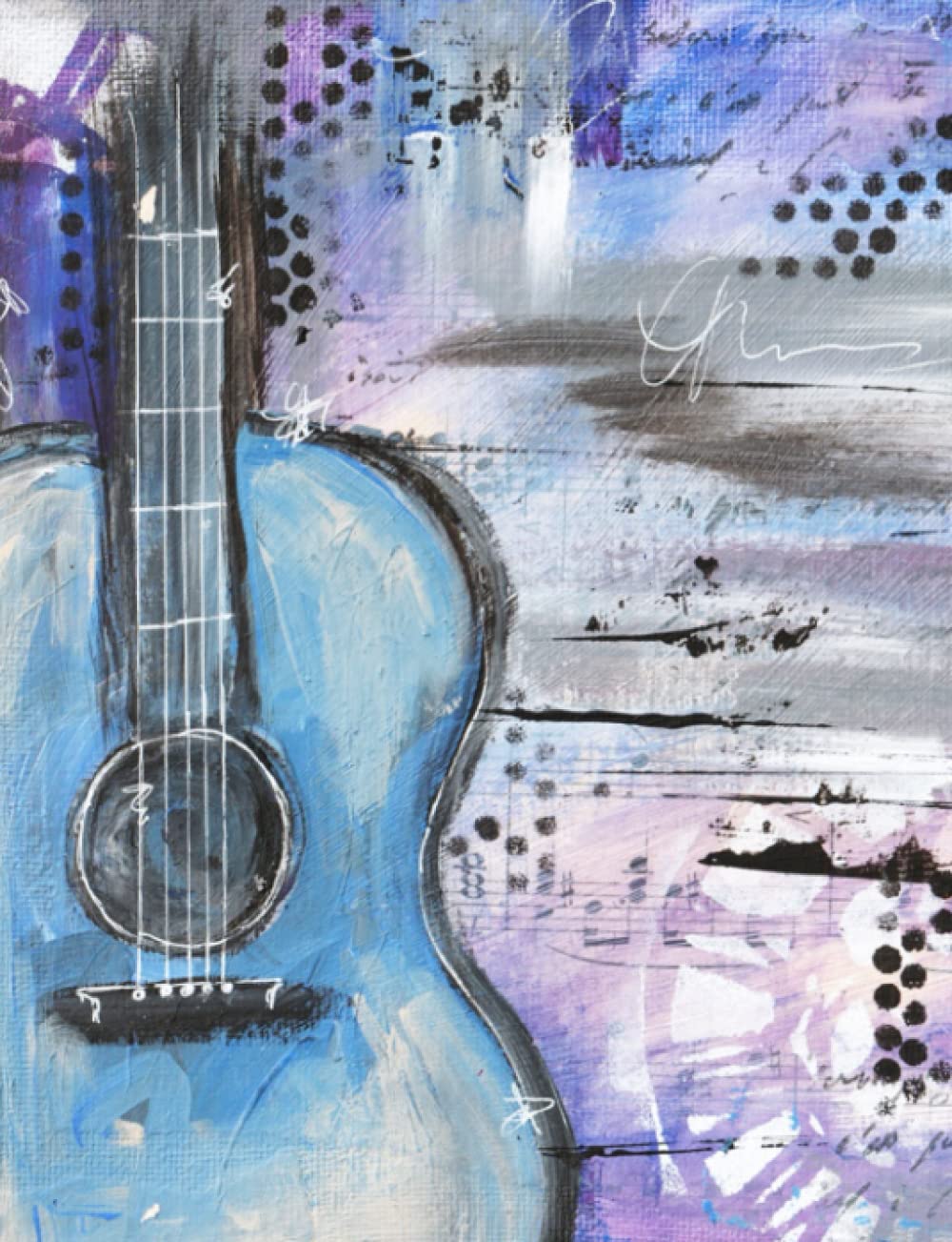 Notebook: Guitar Theme Graffiti Print Art Journal: Medium college ruled composition notebook
