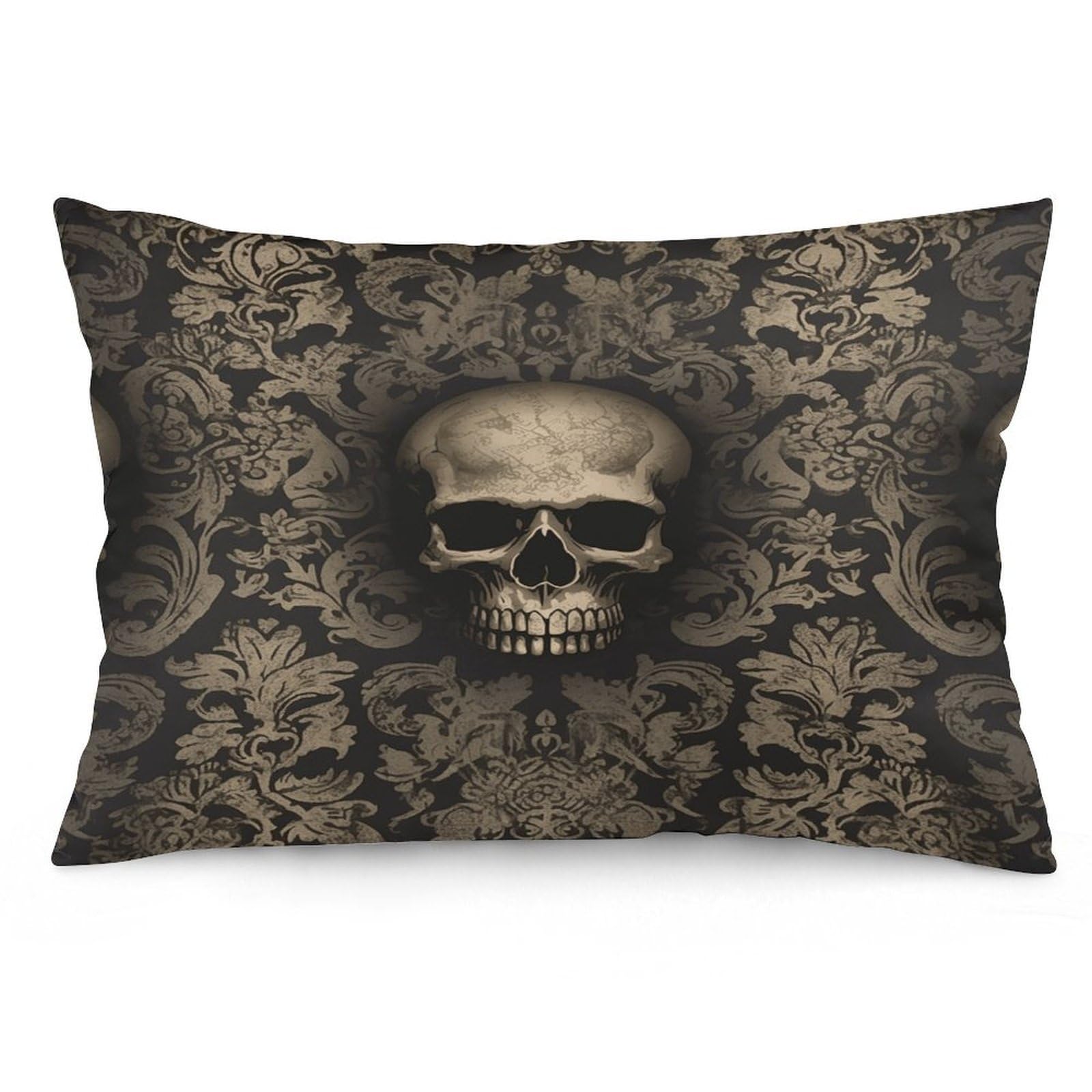 Gothic Wallpaper Skull Throw Pillow Cover Soft Pillow Case Decorative Lumbar Pillow Cover Cozy Throw Pillowcase Polyester Rectangular Cushion Case Decor for Couch Sofa Bed