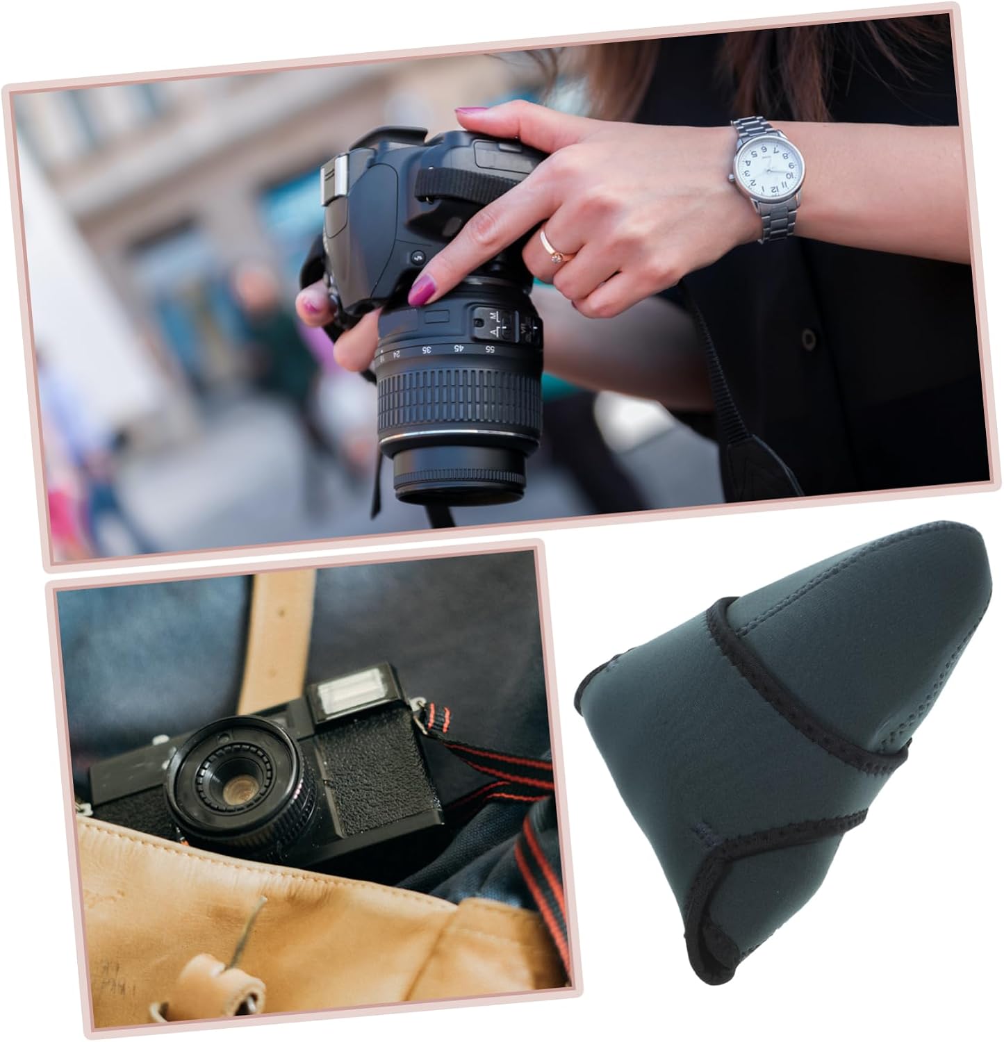 STOBOK Digital Camera Insert Pouch Neoprene Case for and Mirrorless Cameras Medium Soft Storage Bag Multi-compartment Design for Accessories