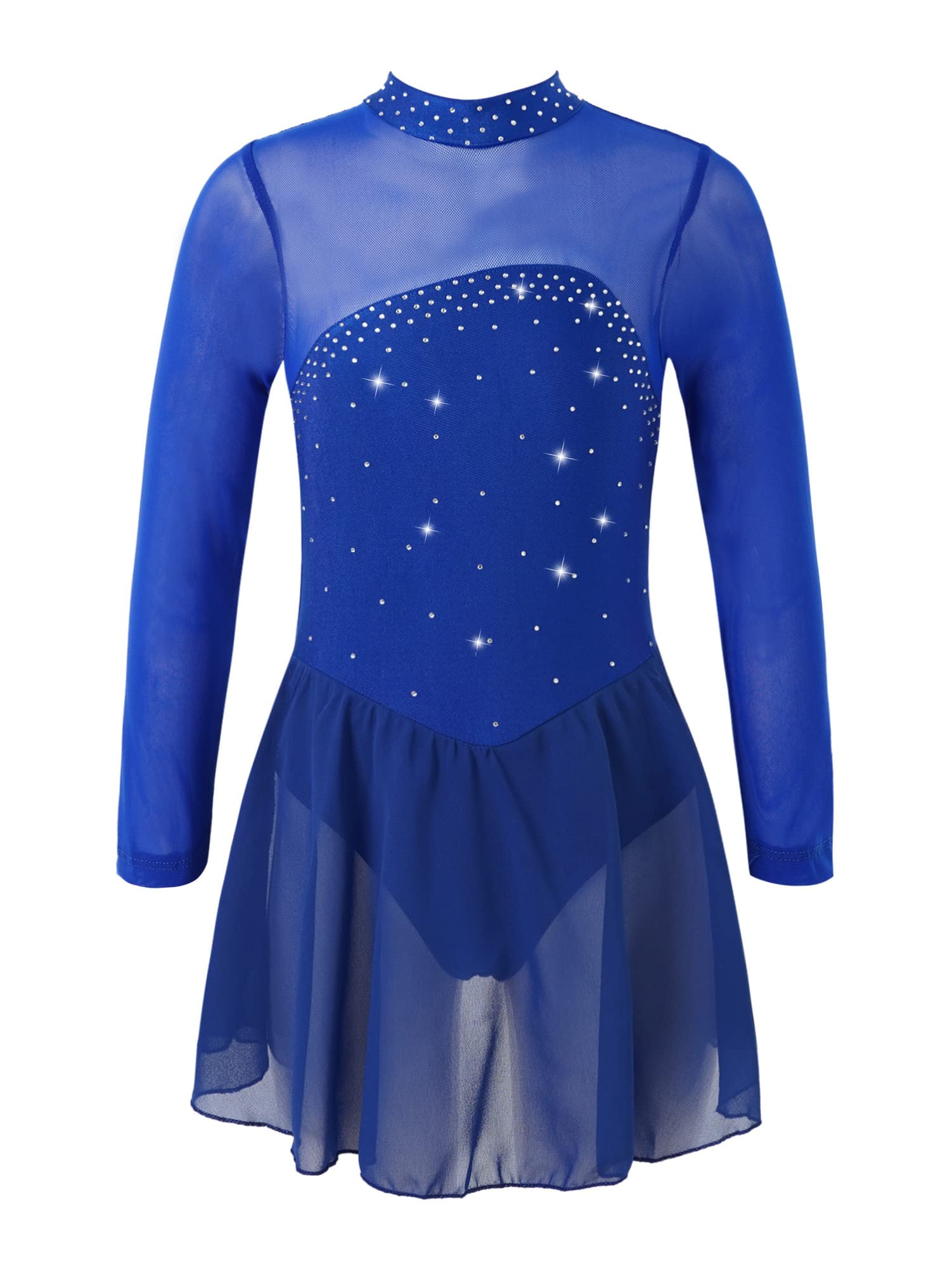 Buy CHICTRY Girl's Rhinestone Mesh Spliced Figure Ice Skating Dress Ballet Tutu Leotard Dress