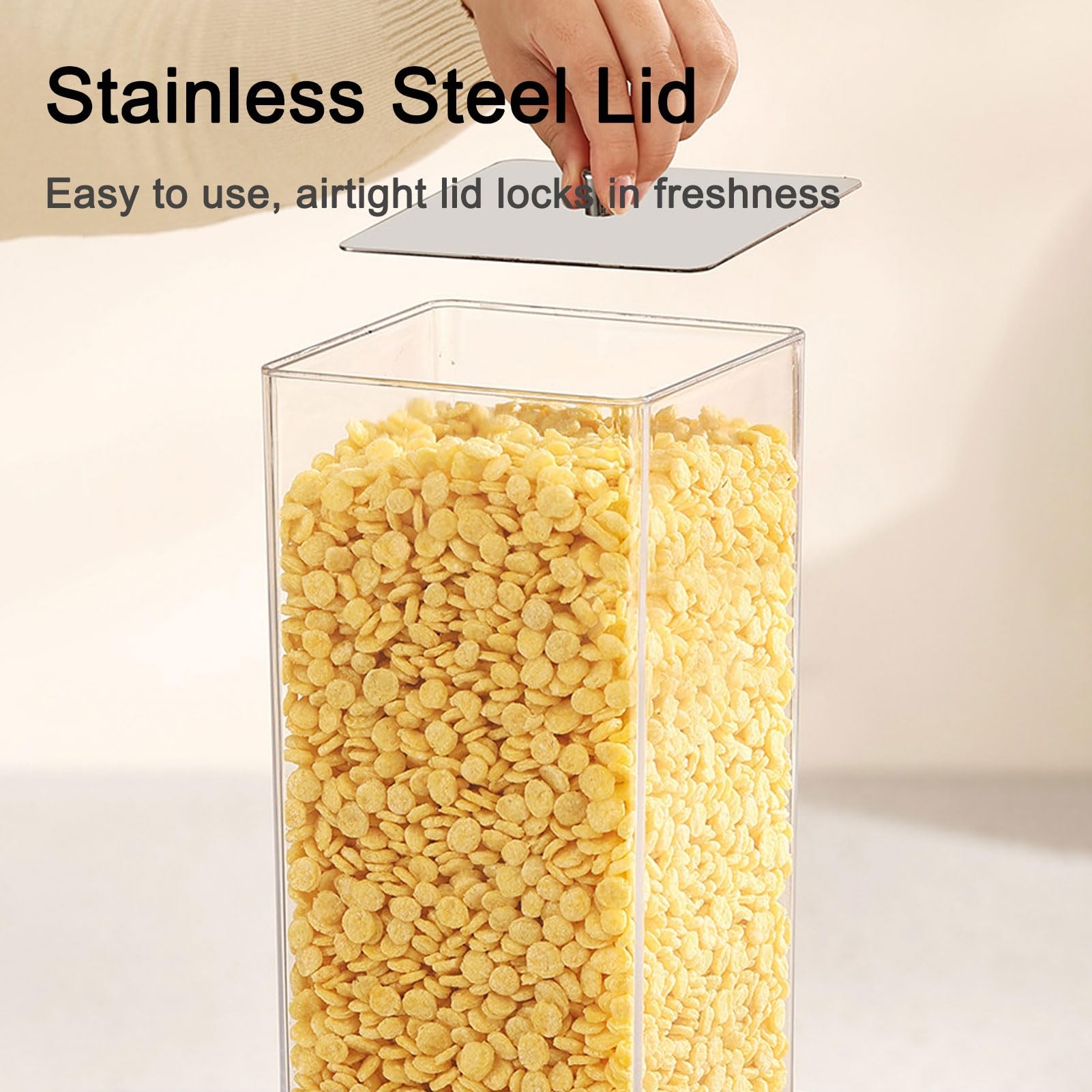 Dispenser per cereali, 5 l, contenitore in acciaio inox di grande capacità per conservare alimenti secchi, cereali, noci, snack, organizer da cucina
