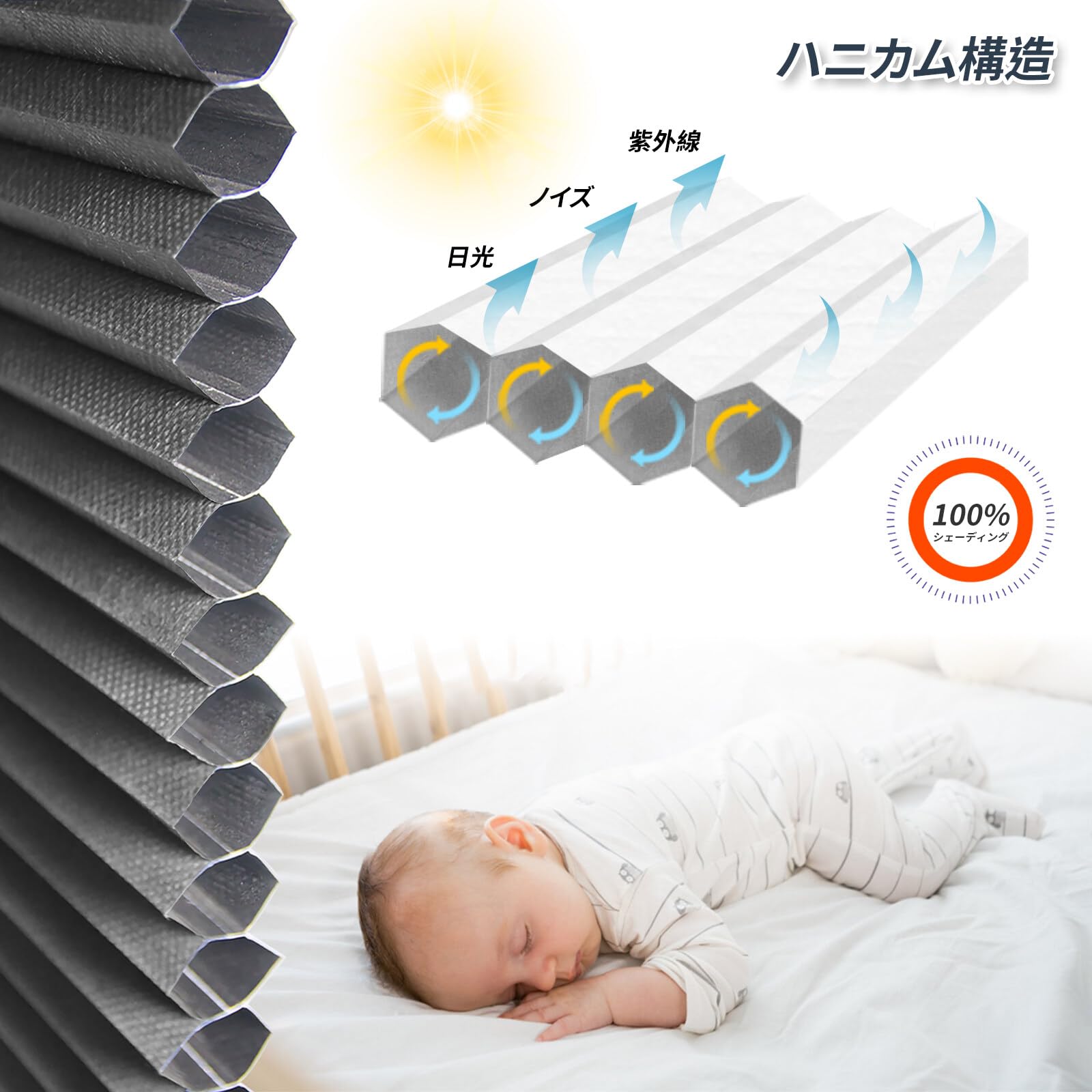 Amazon｜1級遮光 電動ハニカムスクリーン オーダーメイド ロール
