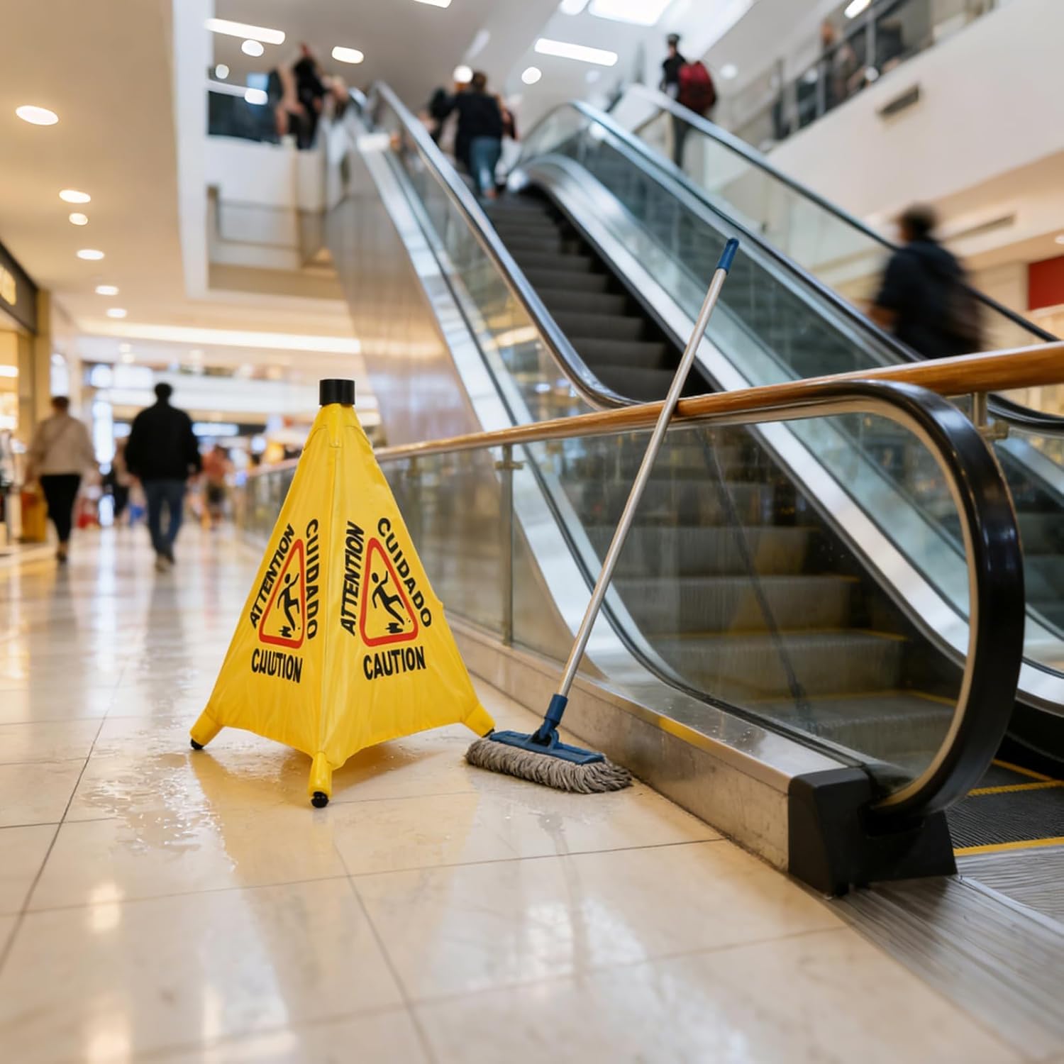 8 Pcs Pop up Wet Floor Sign, 20 Inch Wet Safety Signs with Storage Tube, Foldable Bilingual Yellow Safety Warning Caution Cone for Commercial & Office Use